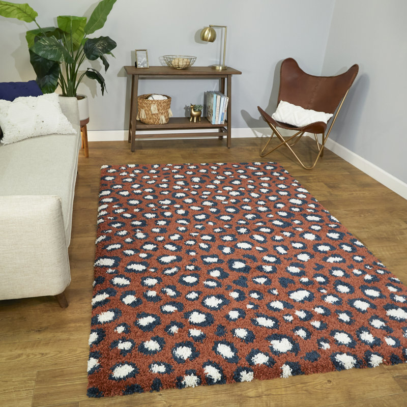 Serop Animal Print Rust/Blue Area Rug AllModern